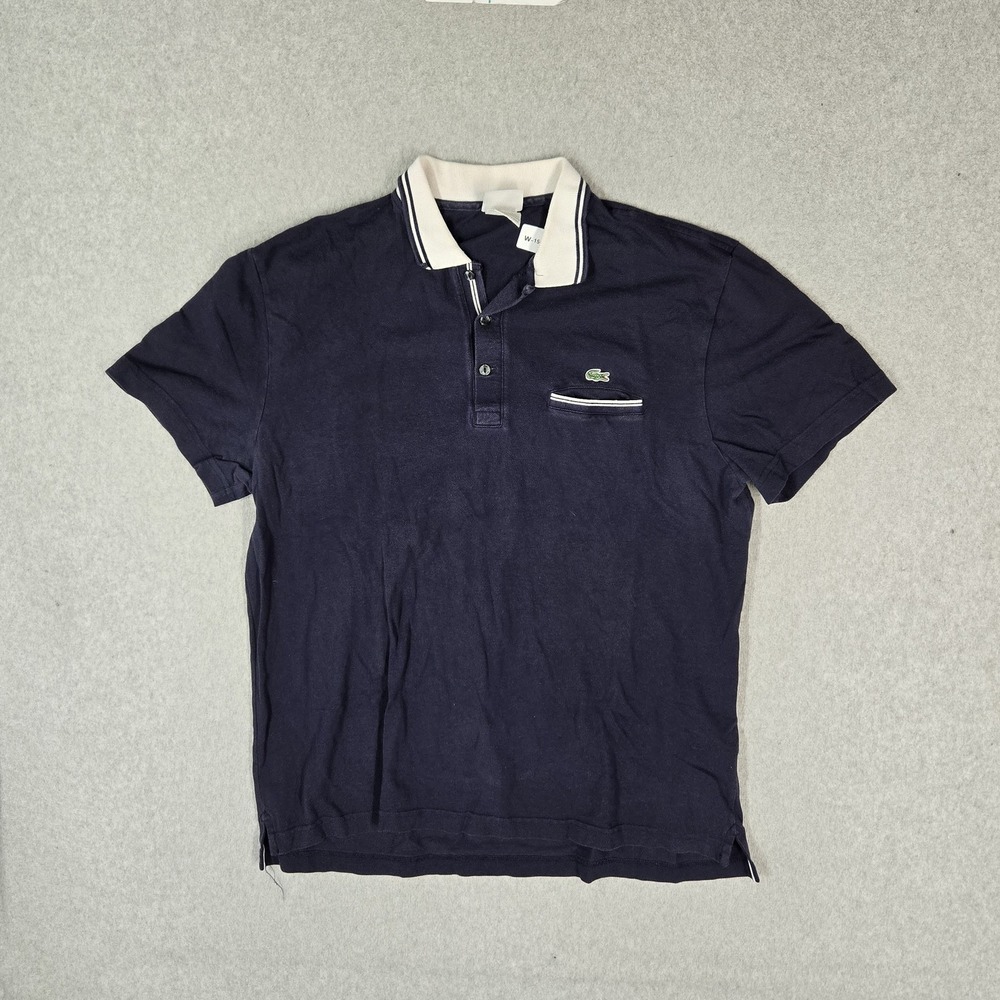 Lacoste Men Polo 7 2XL Navy Embroidered Logo Short Sleeve Regular Fit‎ Pocket